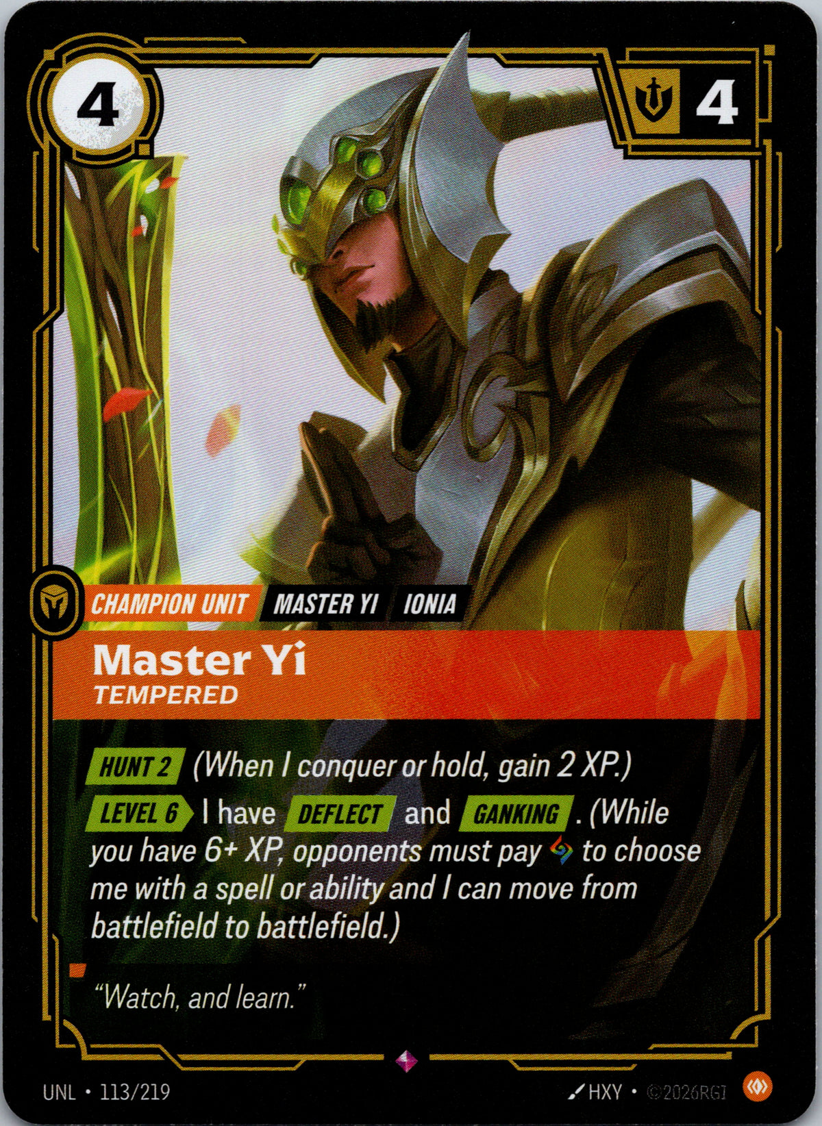Master Yi - Tempered - front