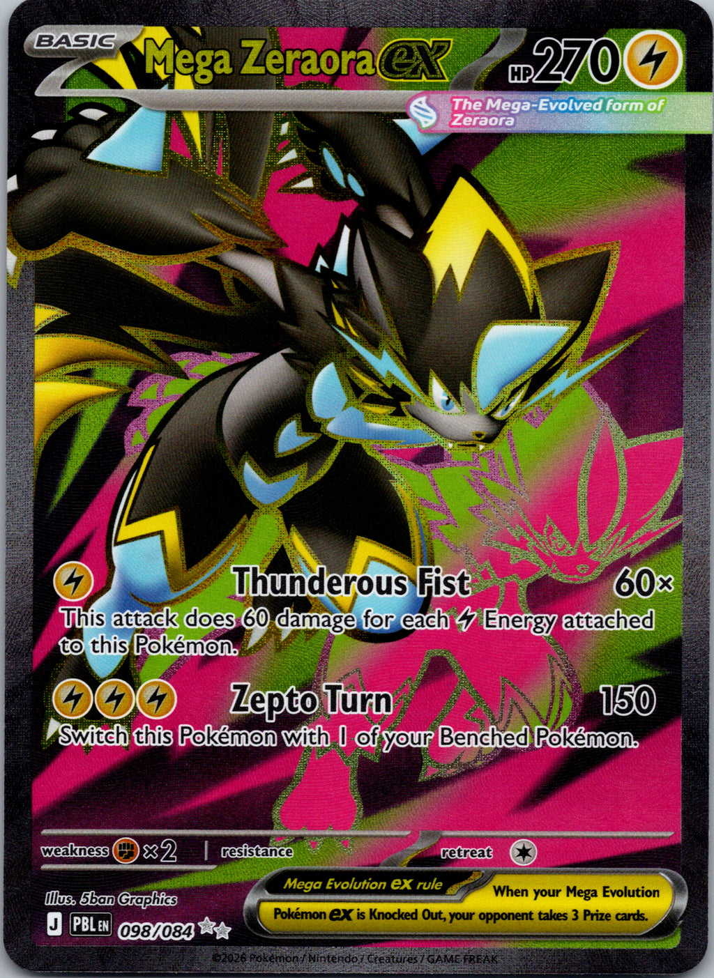 Mega Zeraora ex 098/84 – framsida på exemplaret