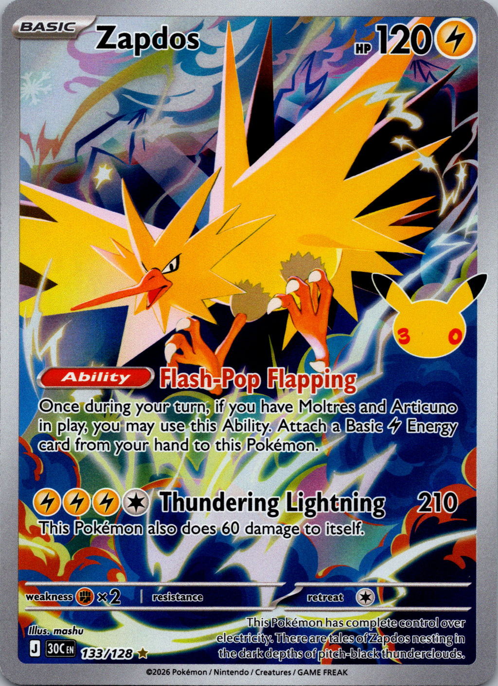 Zapdos 133/128 – framsida på exemplaret