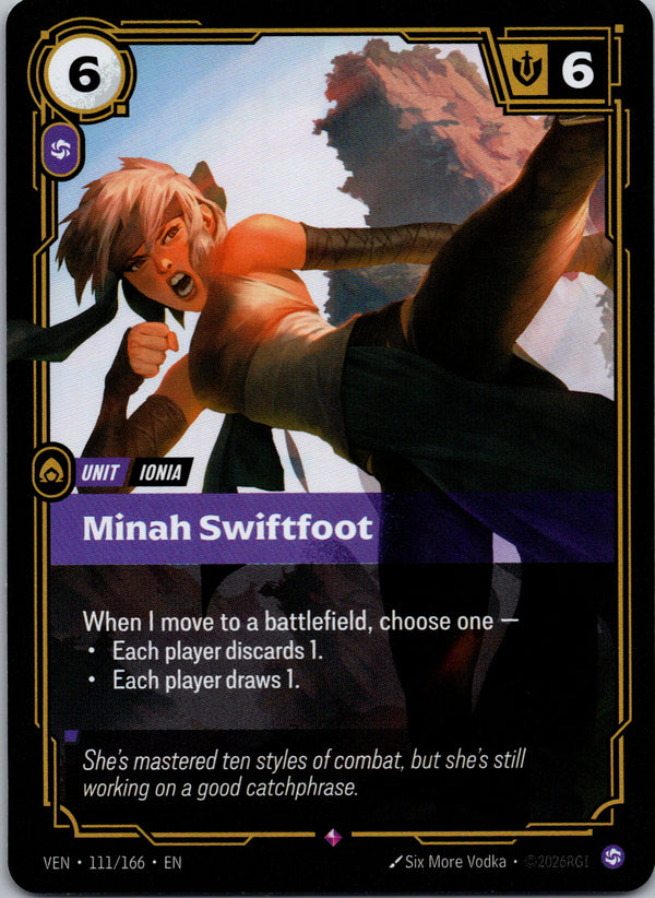 Minah Swiftfoot 111/166 – framsida på exemplaret