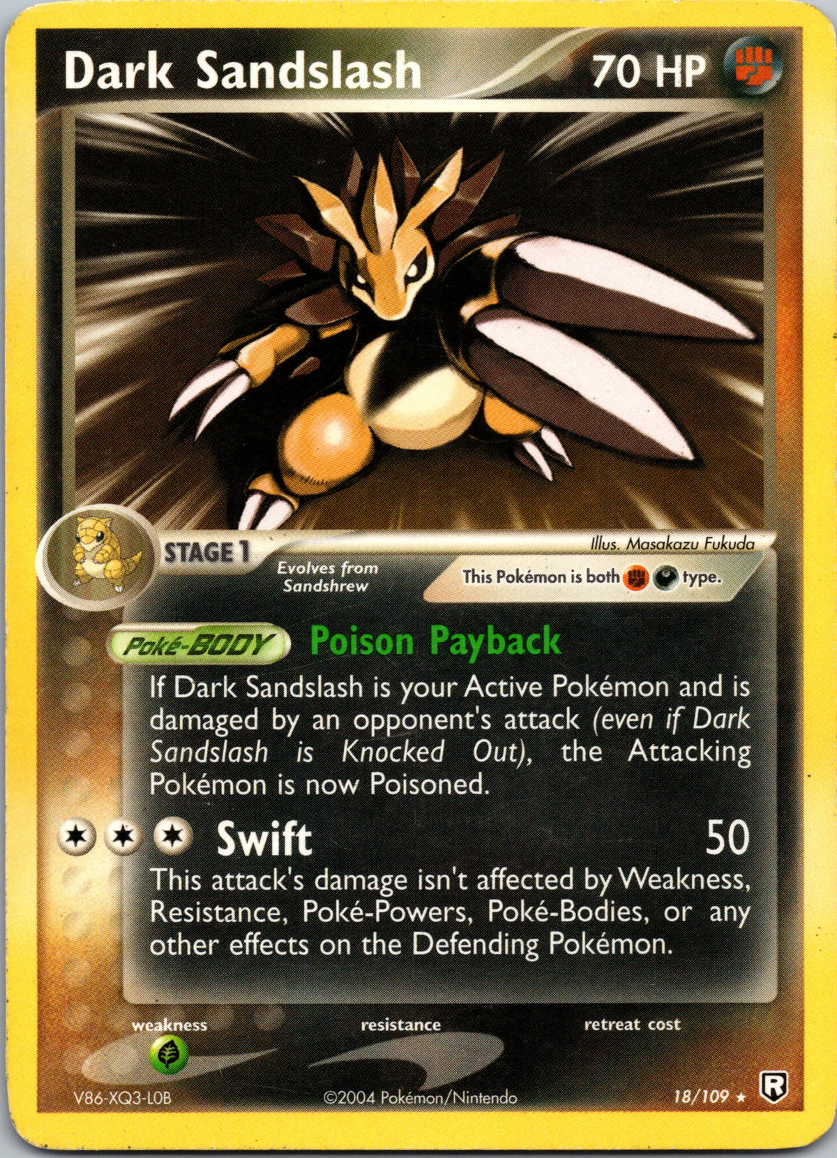 Dark Sandslash 18/109 – framsida på exemplaret