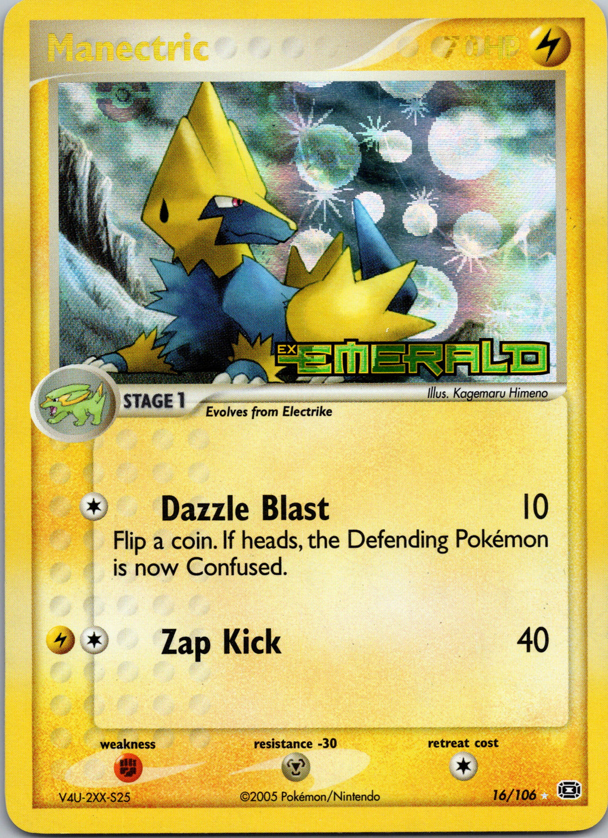 Manectric 16/106 – framsida på exemplaret