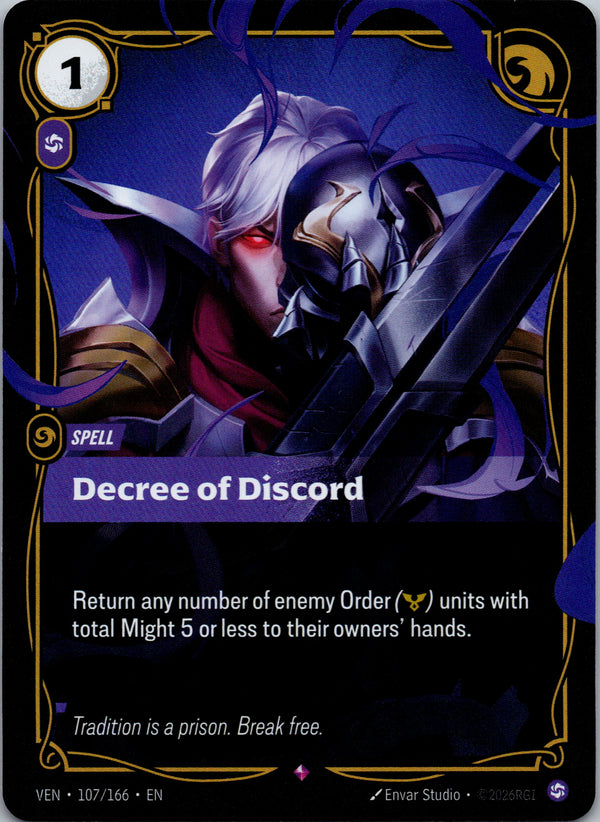 Decree of Discord 107/166 – framsida på exemplaret