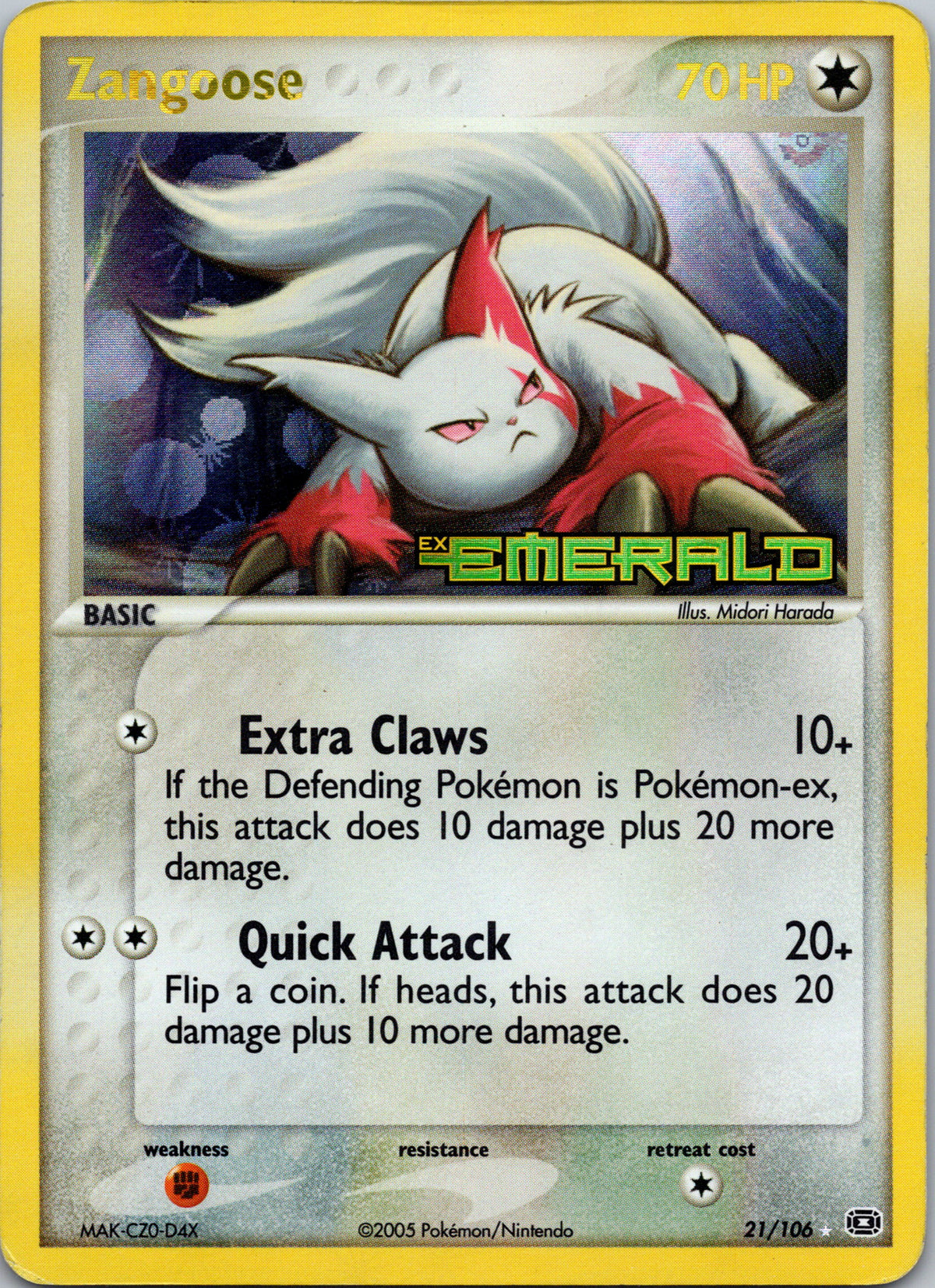 Zangoose 21/106 – framsida på exemplaret