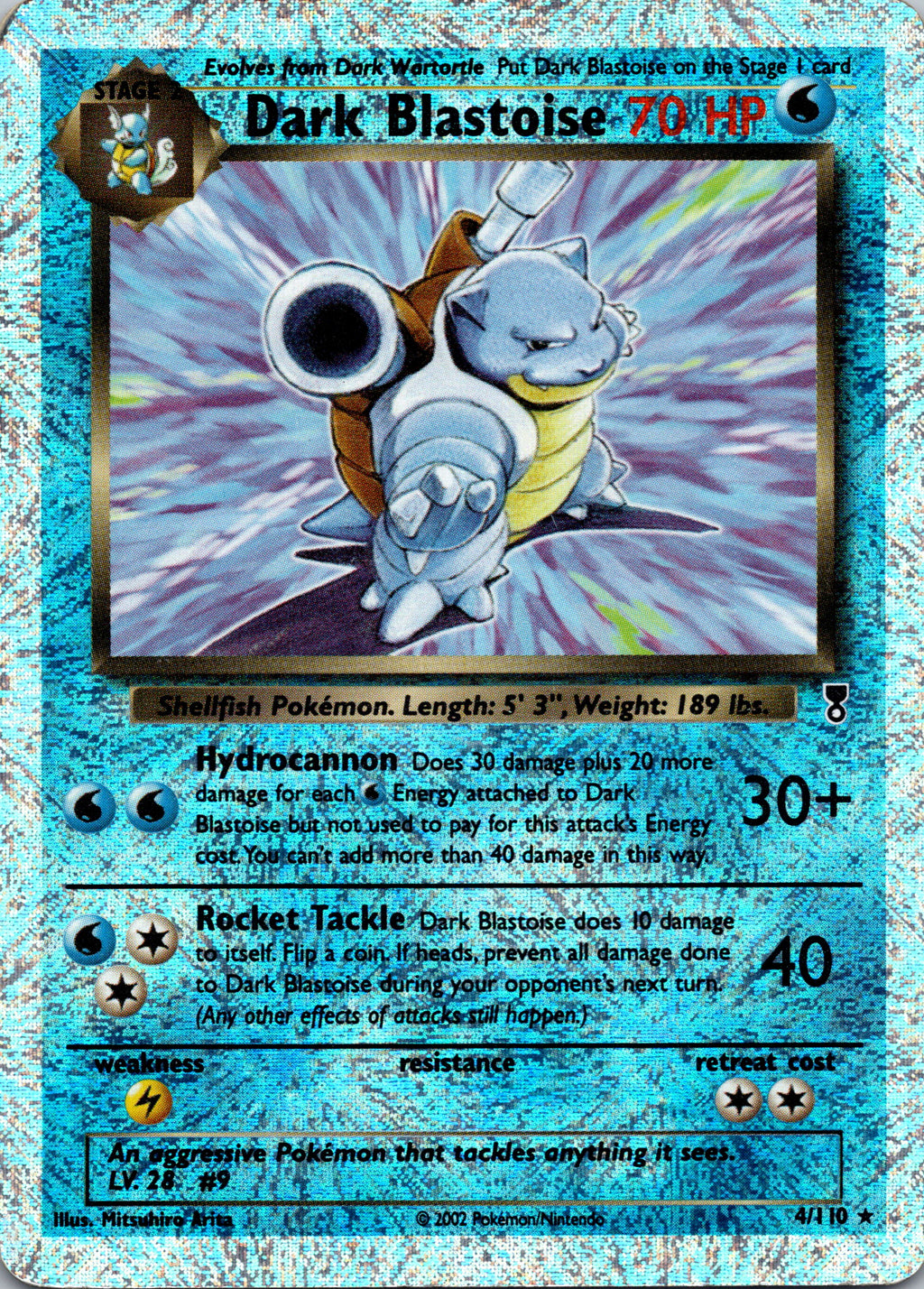 Dark Blastoise 4/110 – framsida på exemplaret