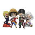 XXRAY One Piece Wanted Series komplett set – Sanji, Luffy, Zoro och Luffy Gear 5 tillsammans.