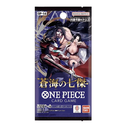 One Piece The Azure Sea's Seven OP-14 boosterpack – den japanska förpackningens framsida.