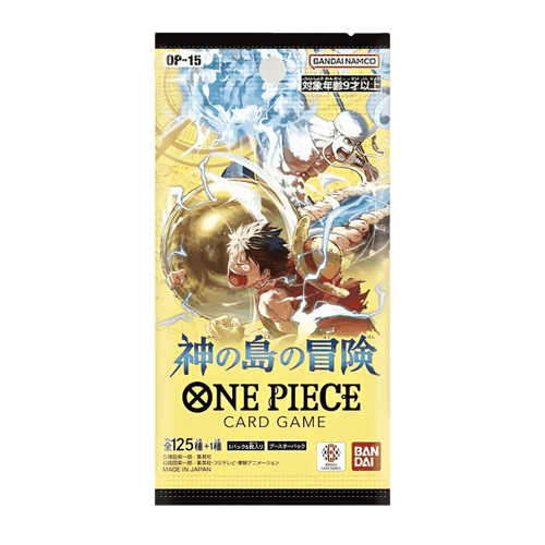 One Piece Adventure on Kami's Island OP-15 boosterpack – den japanska förpackningens framsida.