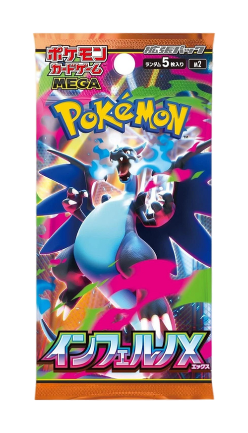 Pokémon Inferno X m2 boosterpack – japansk förpackning med Mega Charizard X.