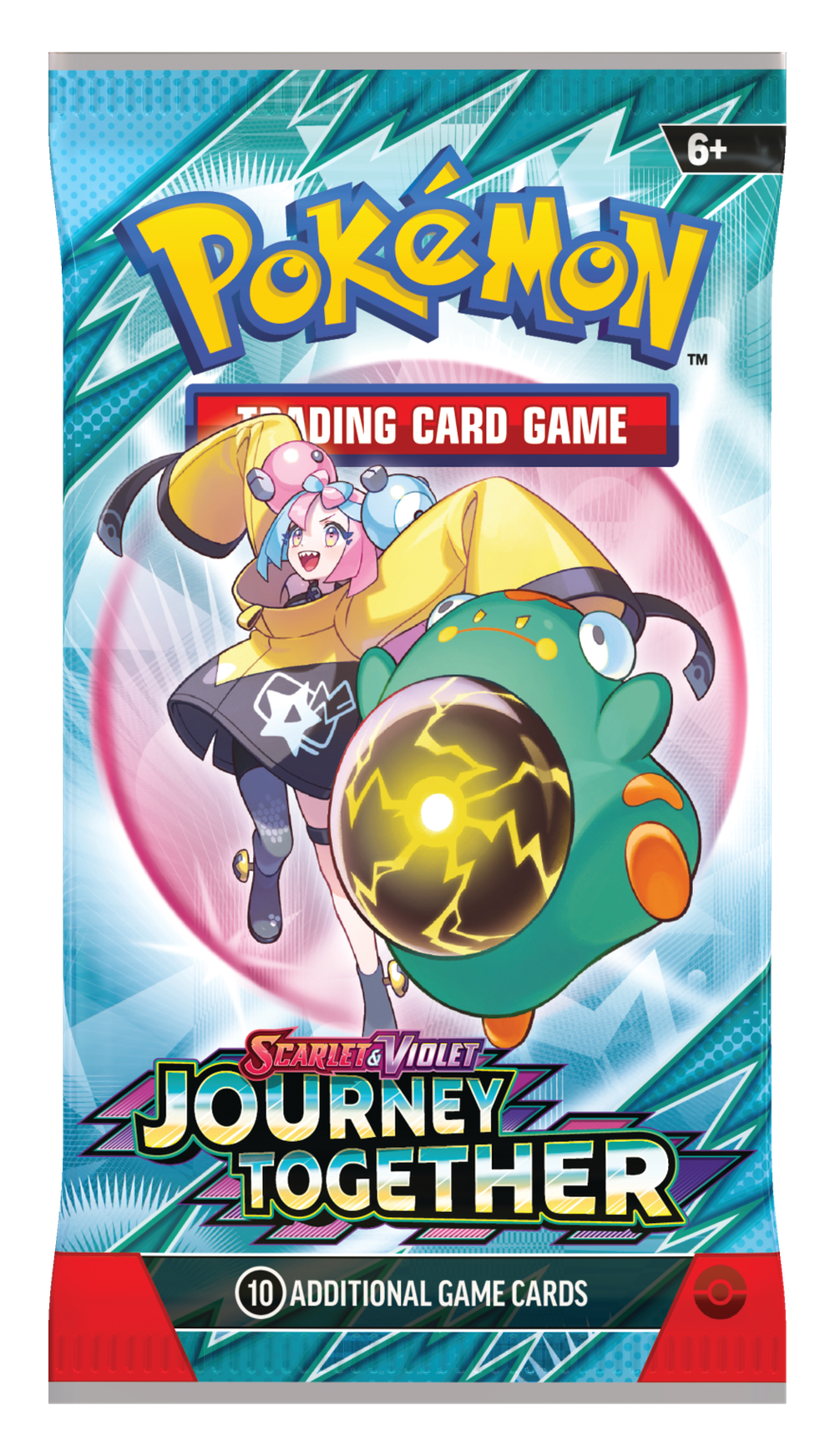 Pokémon Journey Together SV9 boosterpack – engelsk förpackning med Iono och Bellibolt.