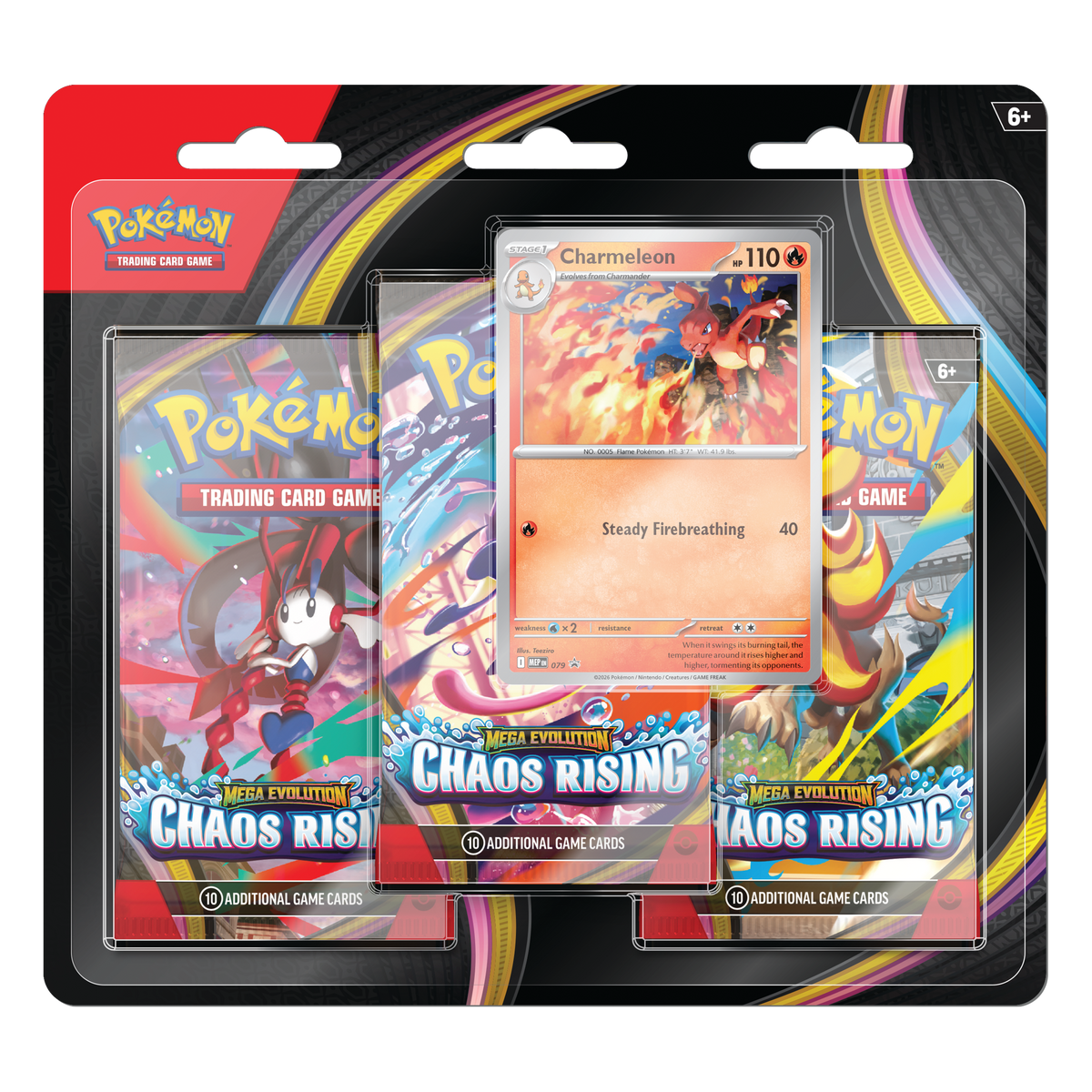 Pokémon TCG: Chaos Rising M4 3-Pack Blister (Charmeleon) – transparent produktbild