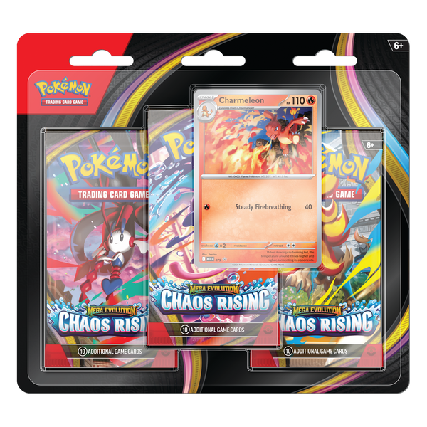 Pokémon TCG: Chaos Rising M4 3-Pack Blister (Charmeleon) – transparent produktbild