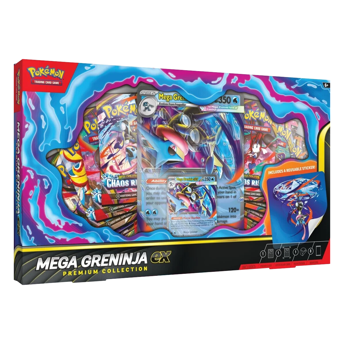 Pokémon TCG: Mega Greninja ex box – transparent produktbild