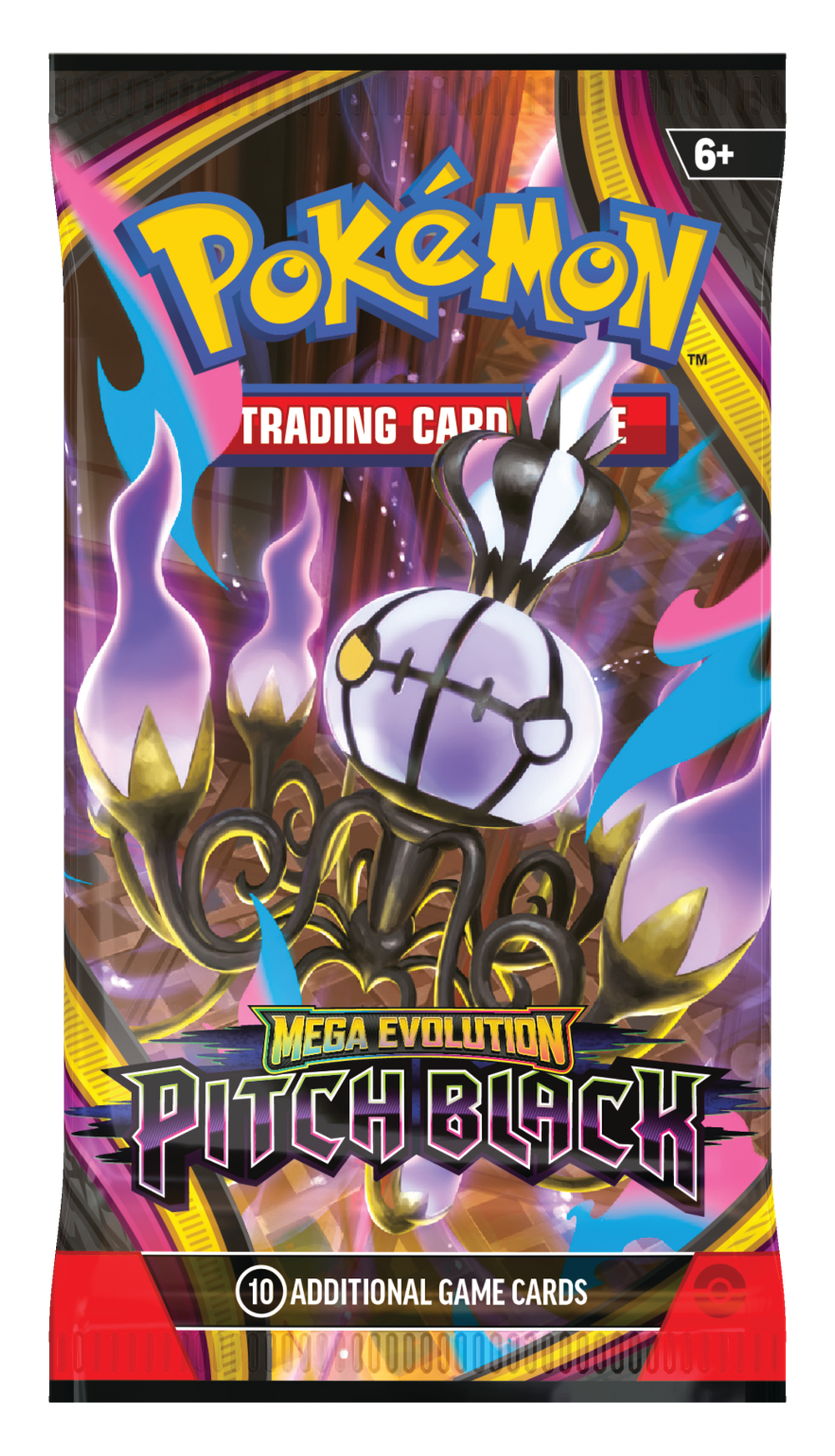 Pokémon Pitch Black M5 boosterpack – engelsk förpackning med ett mörkt Pokémonmotiv och lila detaljer.