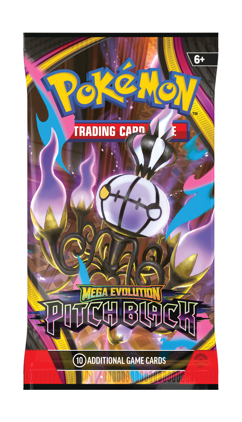 Pokémon Pitch Black M5 boosterpack – engelsk förpackning med ett mörkt Pokémonmotiv och lila detaljer.