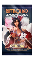 Riftbound Origins boosterpack – mörkblå engelsk förpackning med Ahri.