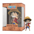 XXRAY One Piece Wanted Series Monkey D. Luffy – figur bredvid sin förpackning.